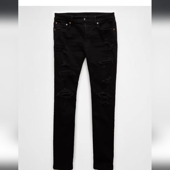 AEO Vintage Black Ripped Slim Fit Jeans - Picture 2 of 7